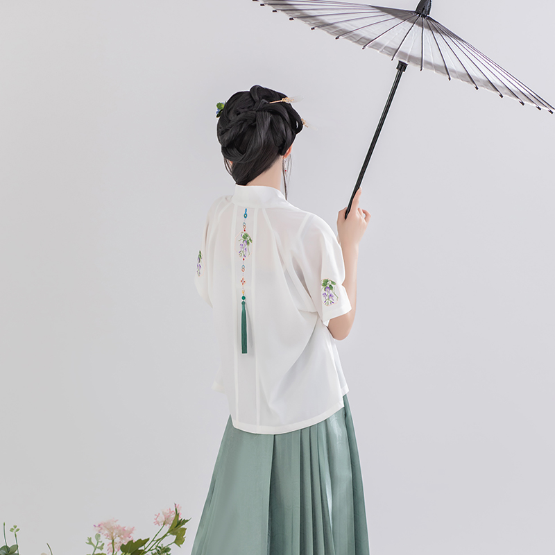 三翎【怜梦】原创明制织金妆花马面裙短袖绣花对襟衫汉服国风汉服