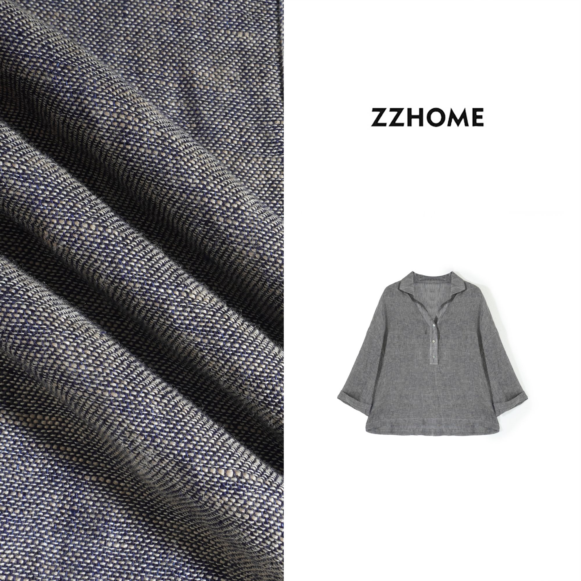 ZOZO HOME | 自然美学亚麻翻领系扣长袖衬衫q174012p