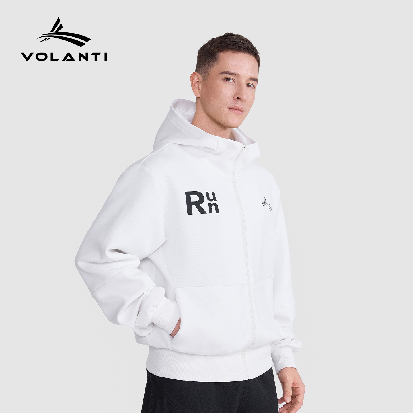 沃兰迪Run男士运动帽衫轻盈连帽运动外套健身