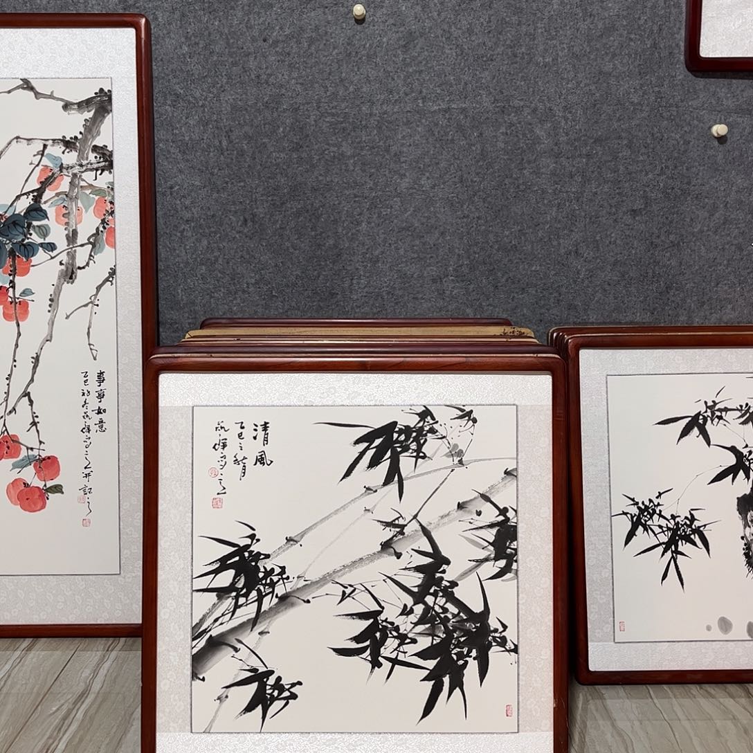 国画书画作品带框63×63