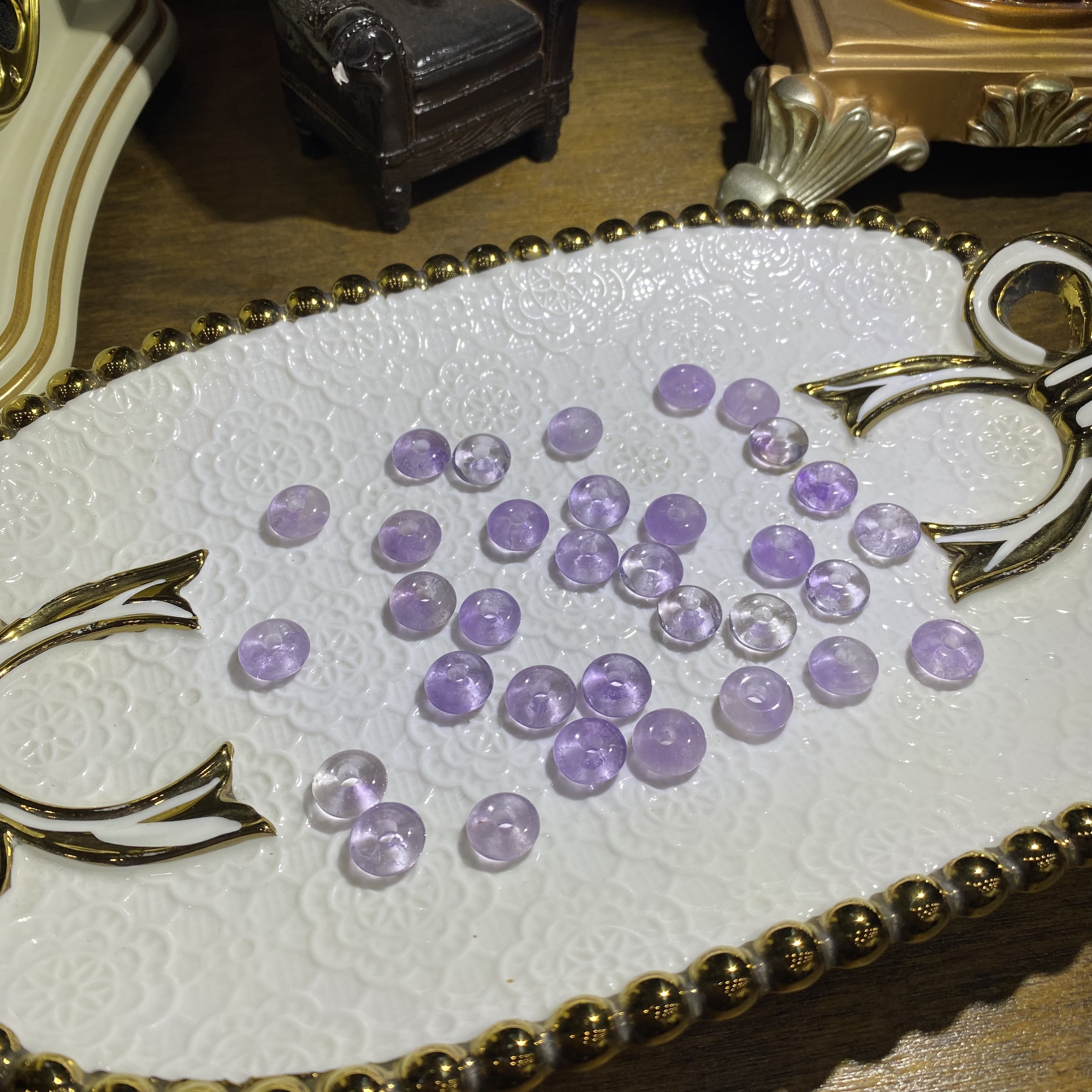 天然紫水晶平安扣DIy水晶手串手工配饰-多样性发其一D323