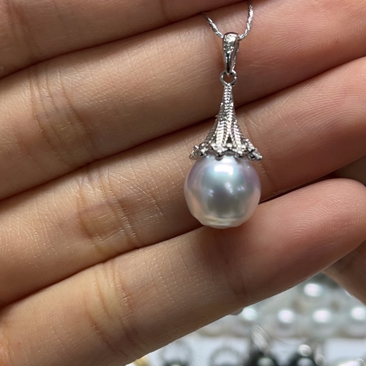 吊坠(不含链)银S925镶嵌海水珍珠10-11mm75号
