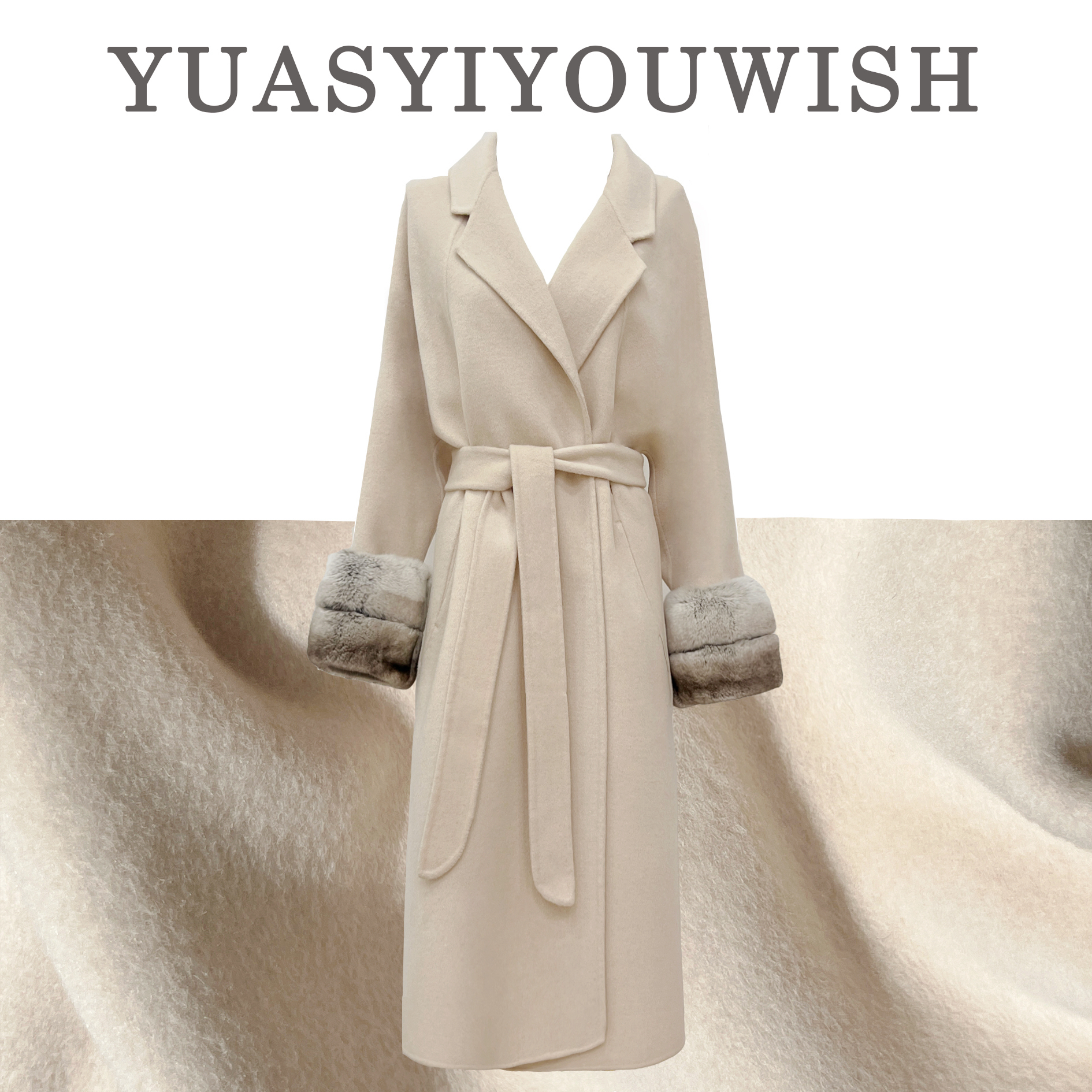 YUASYIYOUWISH|“千念”设计师版型V领收腰兔袖大衣