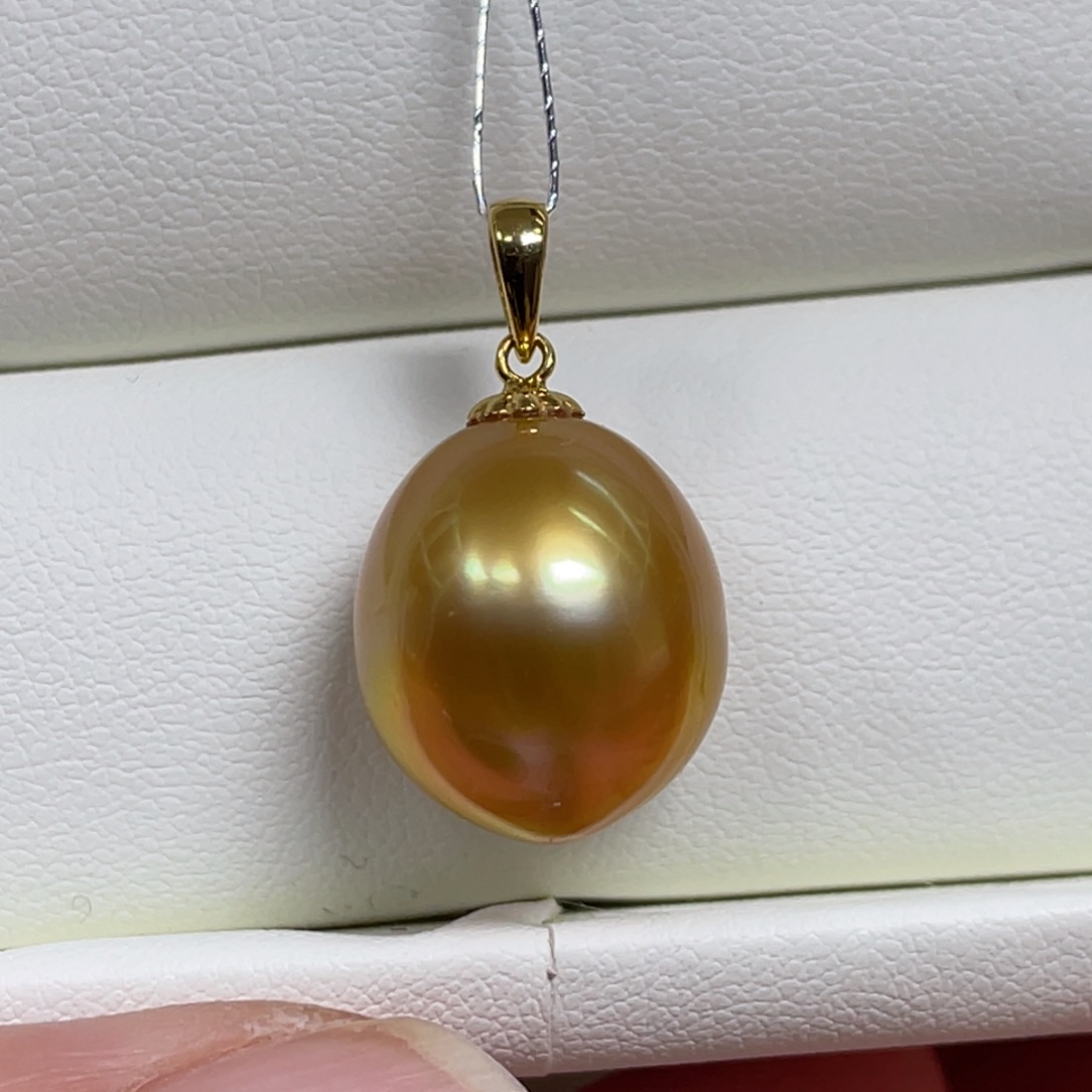 海水珍珠吊坠(不含链)18K金镶嵌13.3mm