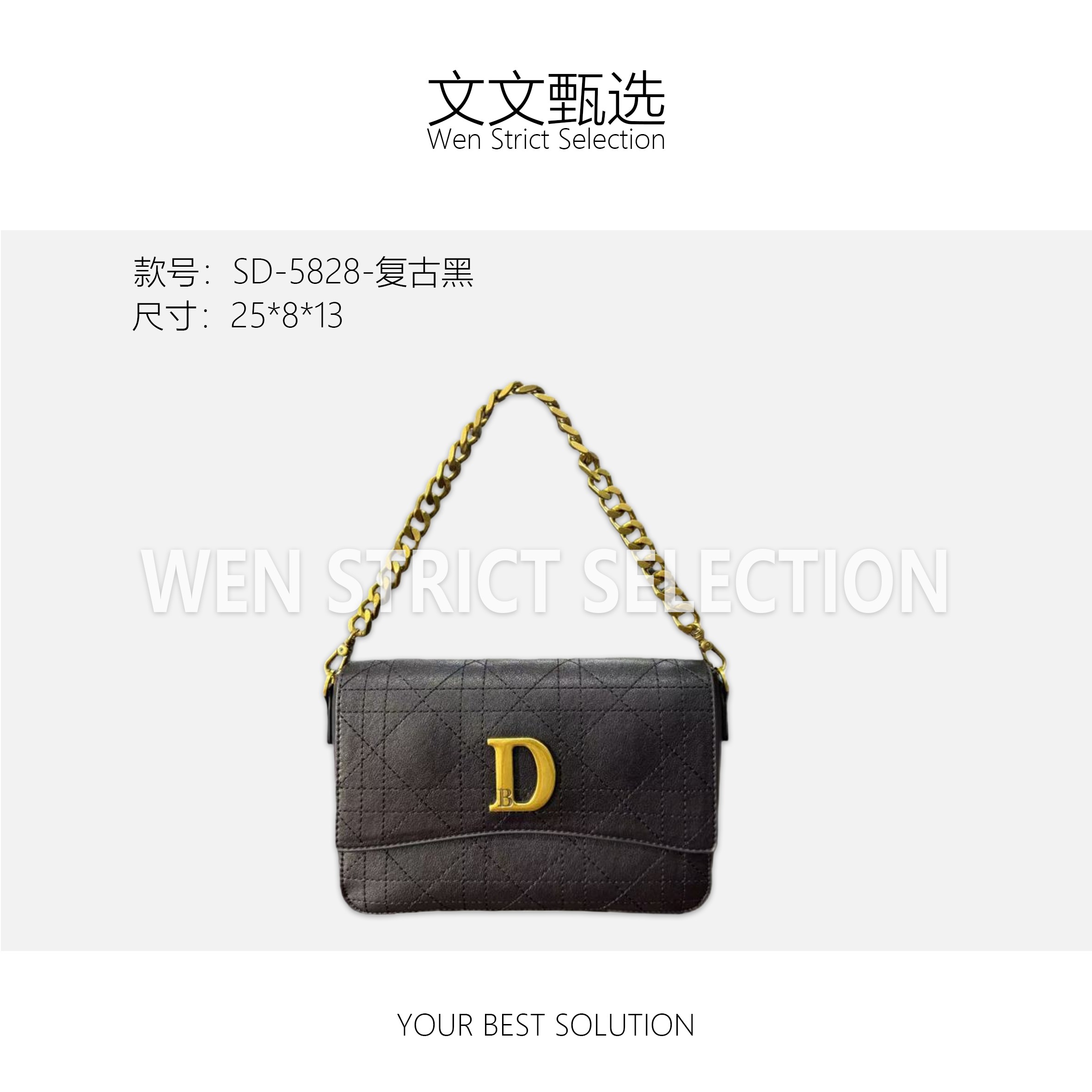 【文文甄选】SD-5828-复古咖-轻奢时尚百搭新款女包