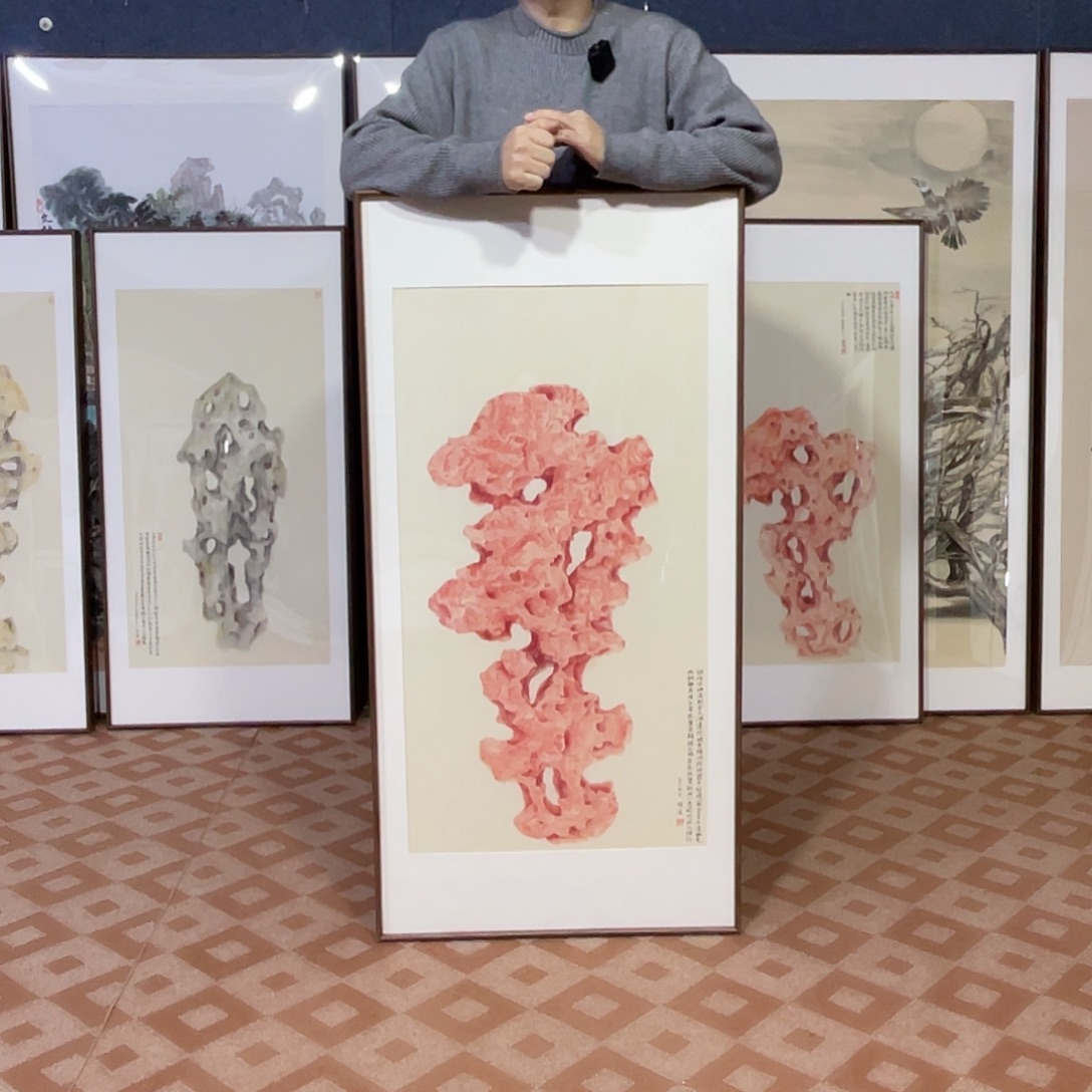国画手绘画作品带框60/120