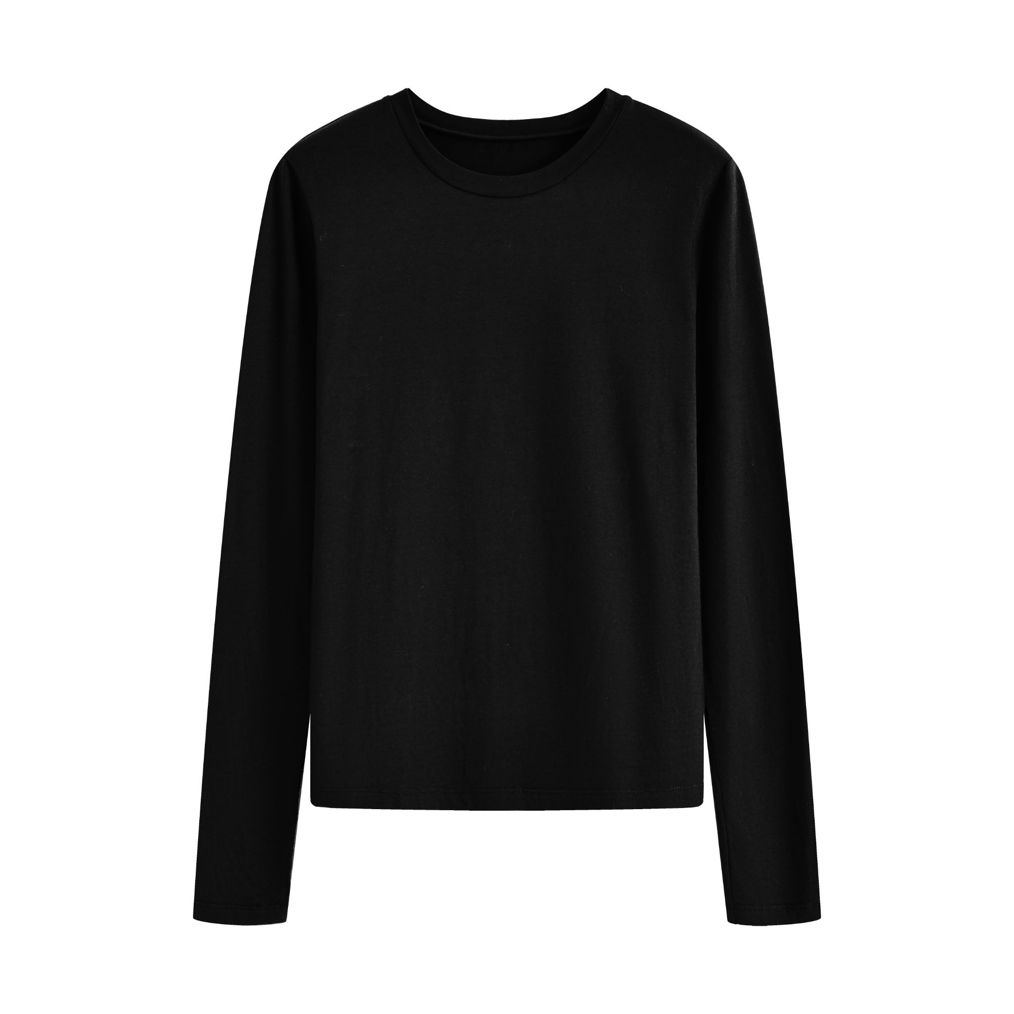 【YUUCHENN】常规静奢风长袖极简风T恤套头女士时尚圆领C 0071