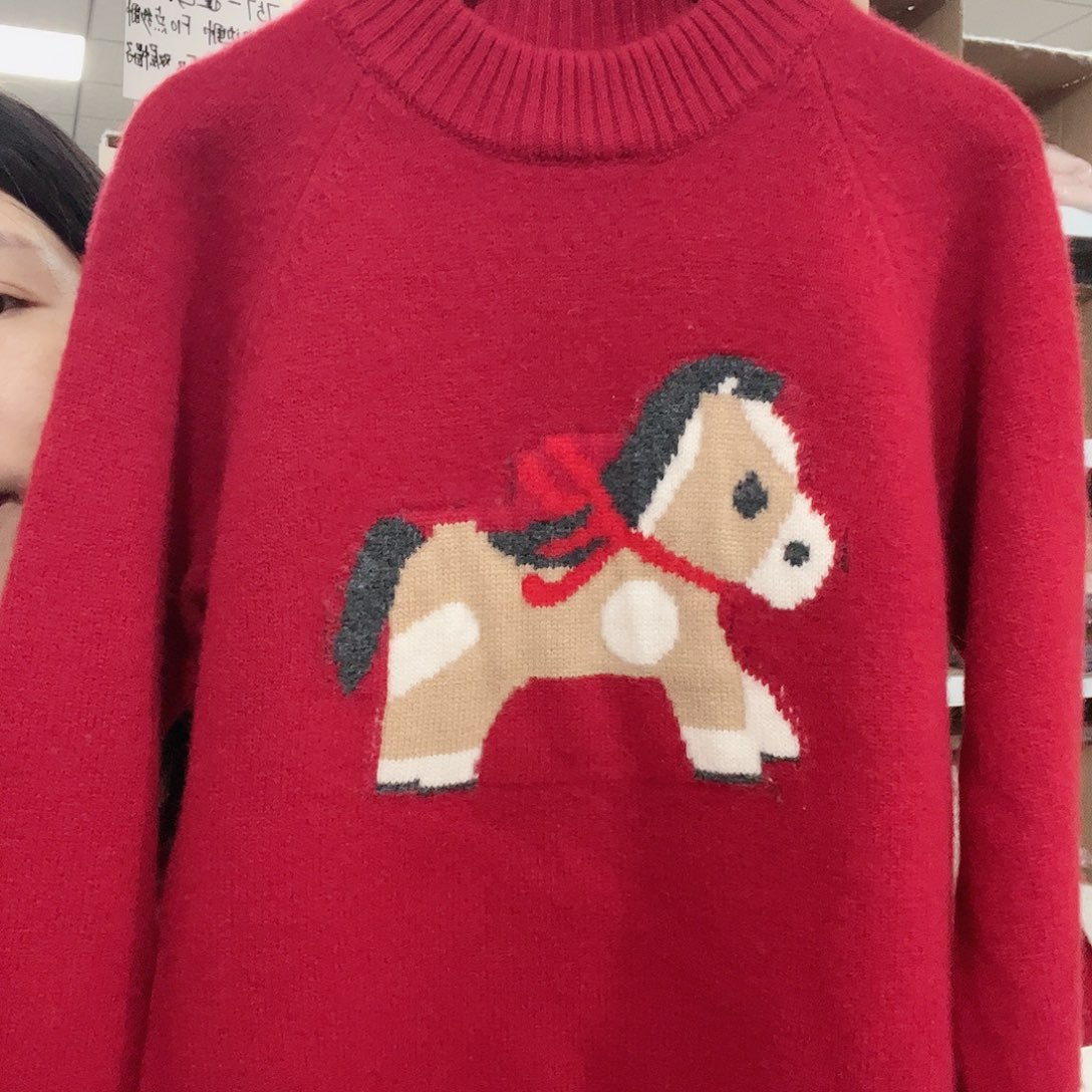 儿童新年马红色120新款