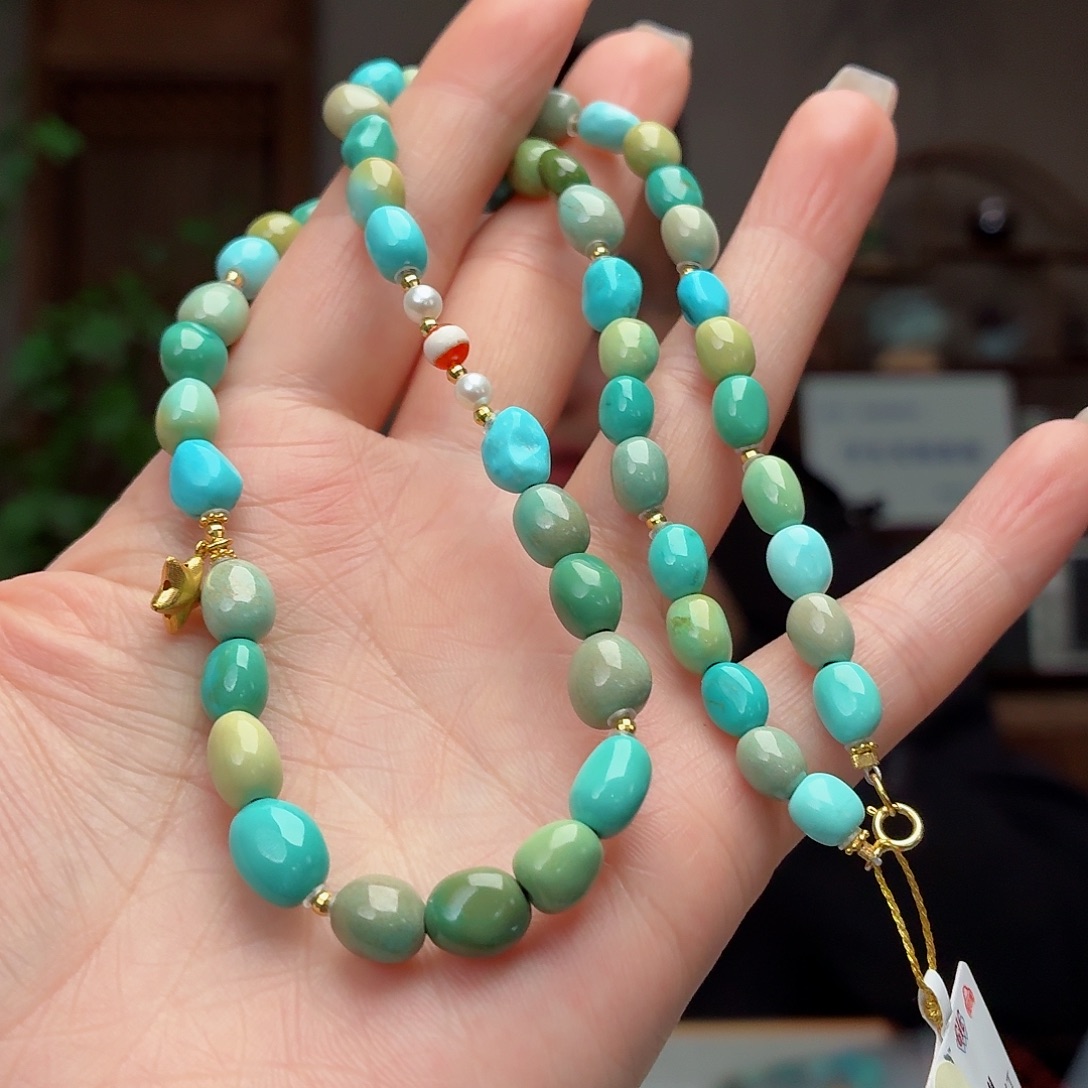 绿松石18K金镶嵌珠宝奇石