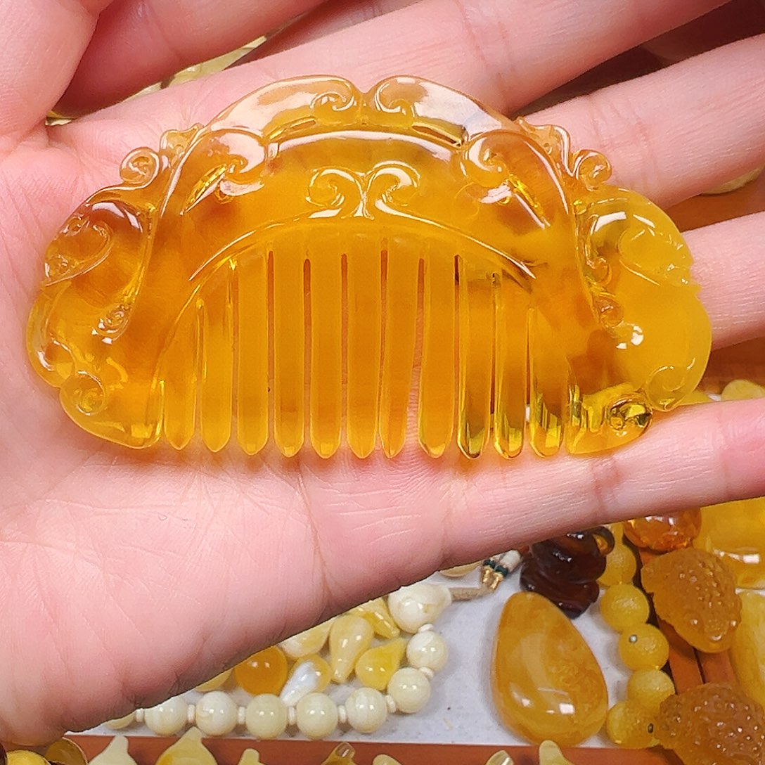 蜜蜡未镶嵌珠宝奇石蜜蜡梳子