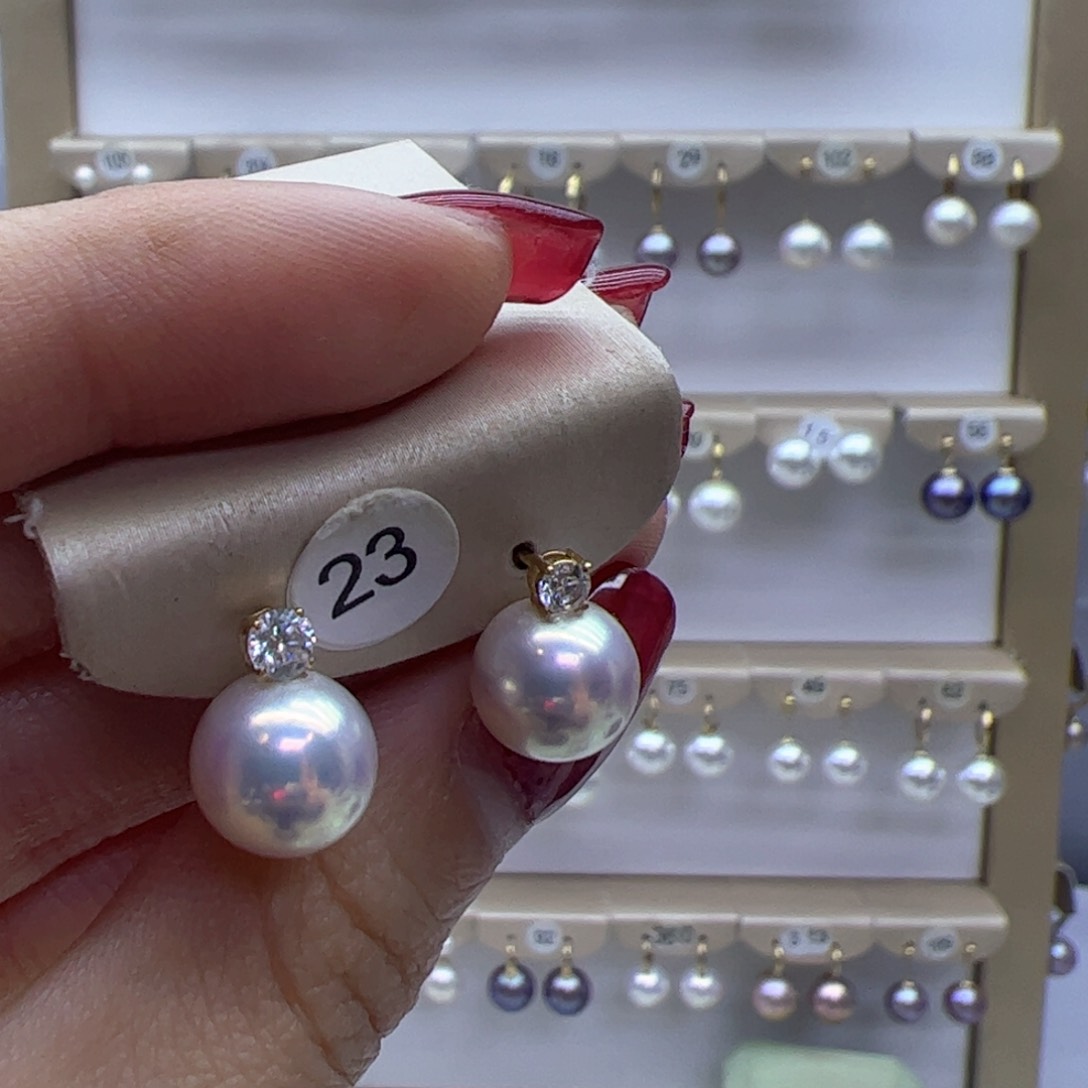 淡水珍珠耳饰18K金镶嵌