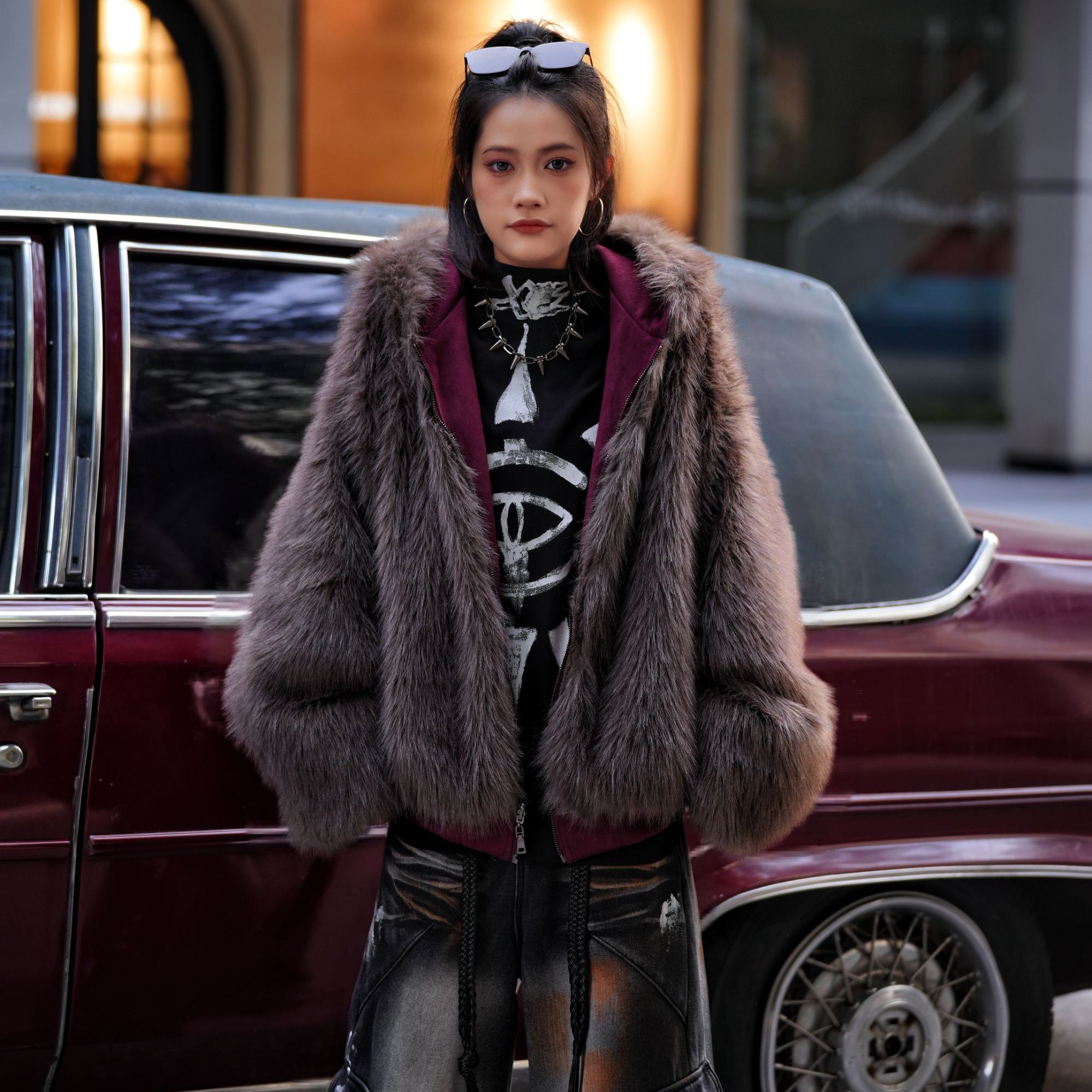 【逆曜 】狠活双拼破界炸街鹿皮绒毛料质感暴击双面穿酷拽夹克