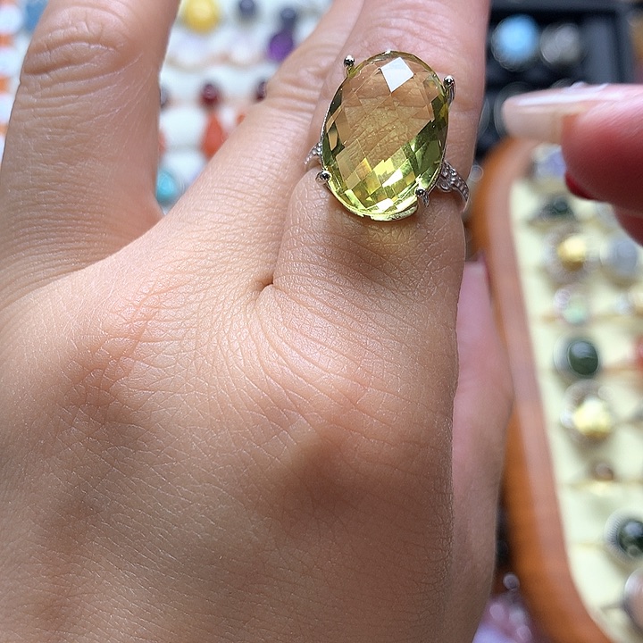 水晶水晶戒指银S925镶嵌