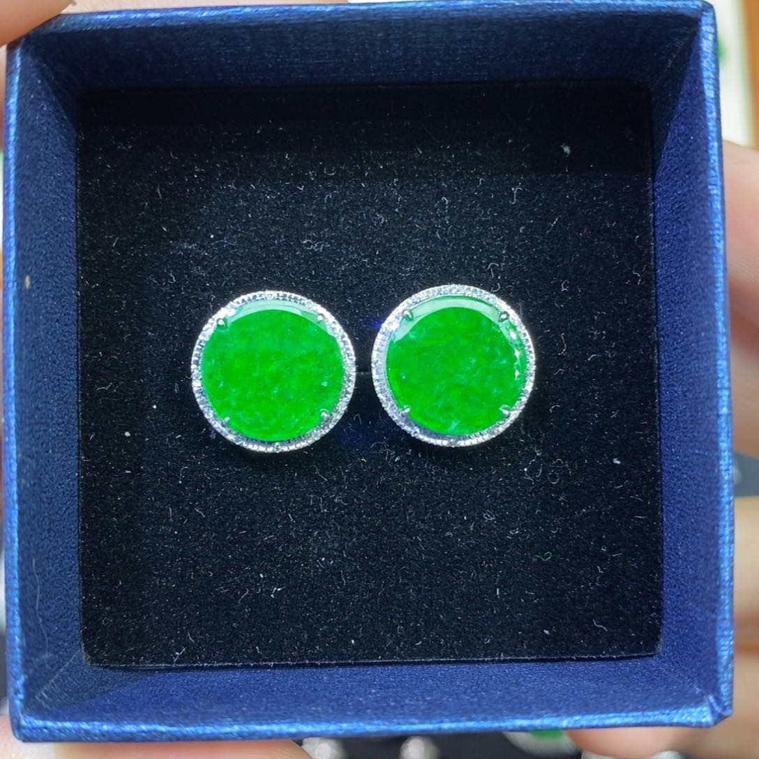 翡翠耳饰18K金镶嵌耳包大阪本卡10+