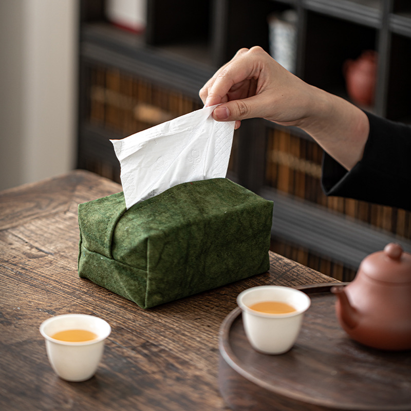 复古纸巾盒车载高级感擦手纸巾包布艺创意中国风餐厅商用茶具配件