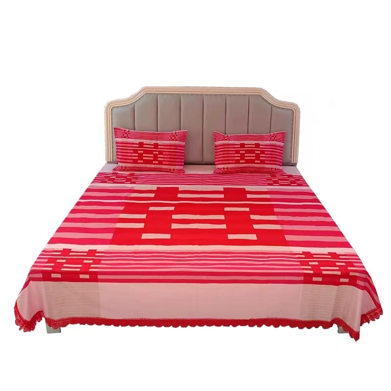 纯手工四幅拼接纯棉老粗布三件套