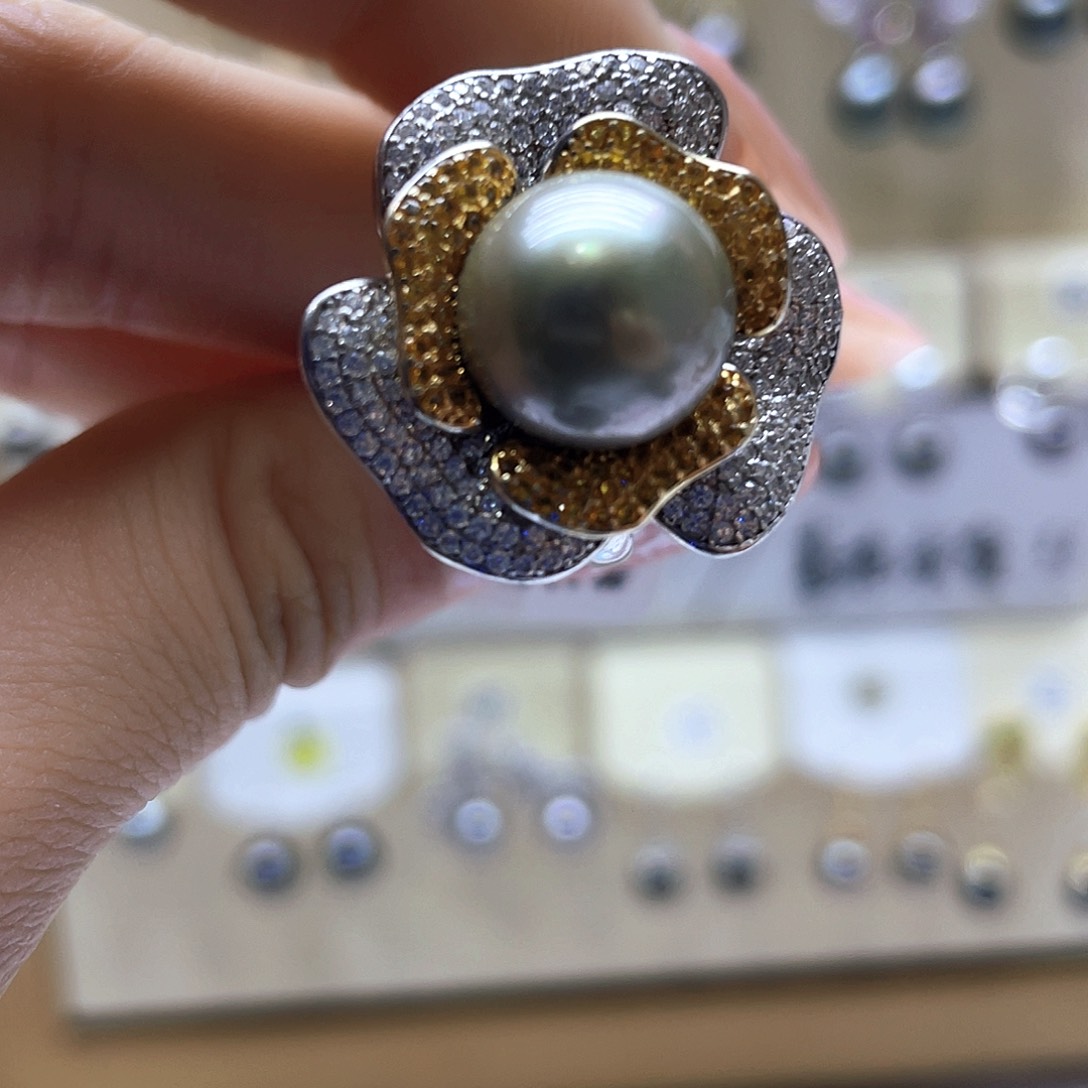 海水珍珠戒指银S925镶嵌