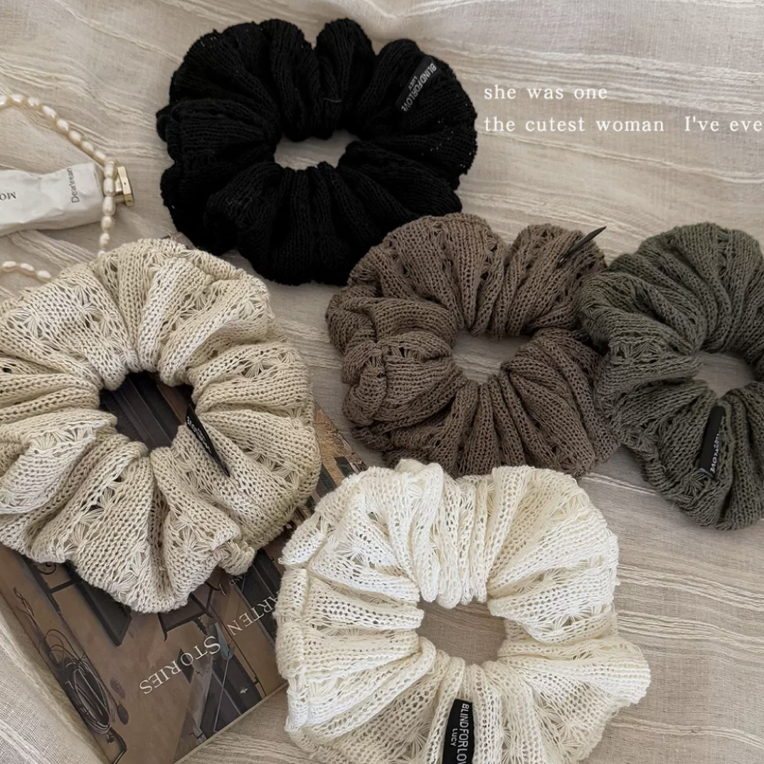法式毛线针织大肠发圈女低马尾扎发头绳高弹力发绳不伤发皮筋发饰