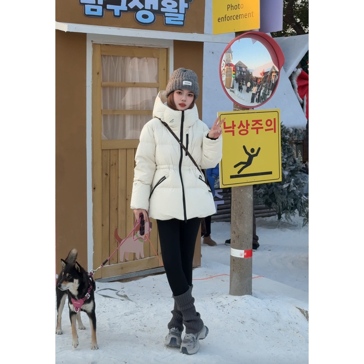 MY【雪地羽绒】新国标90白鸭绒冬季新款韩系连帽收腰设计羽绒服外套