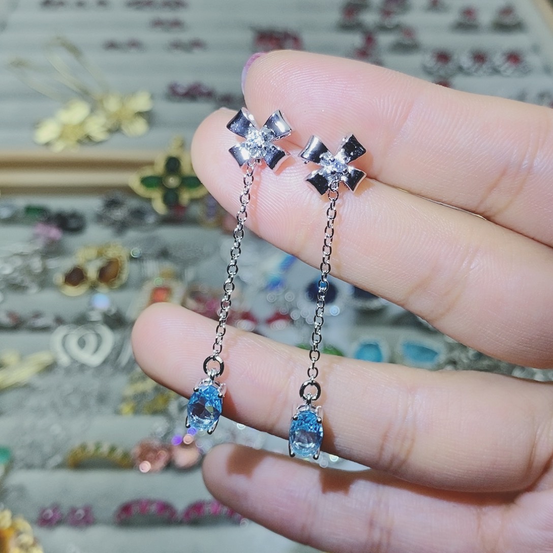 【闪购商品】托帕石耳饰银S925镶嵌