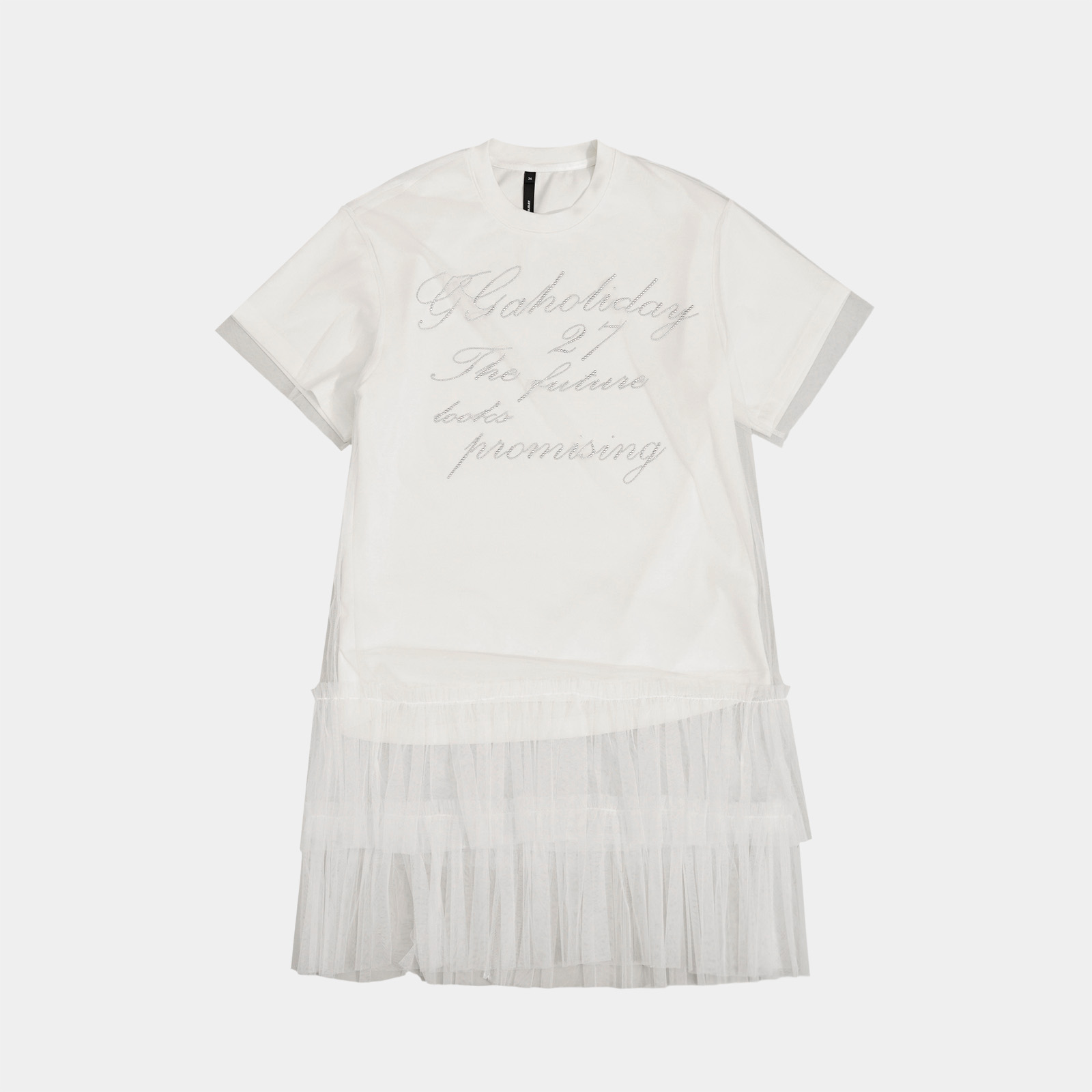 【上新】设计师原创时尚休闲复古宽松网纱拼接短袖连衣裙-152403