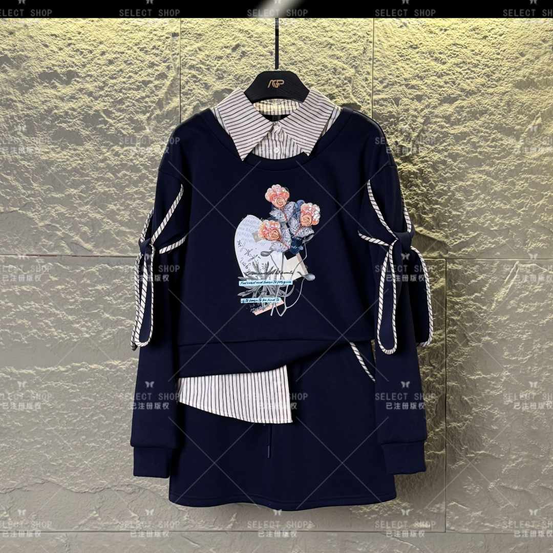 AGP-T177<加绒系列>设计师款|宽松版秋冬季长袖连帽短裙休闲翻领