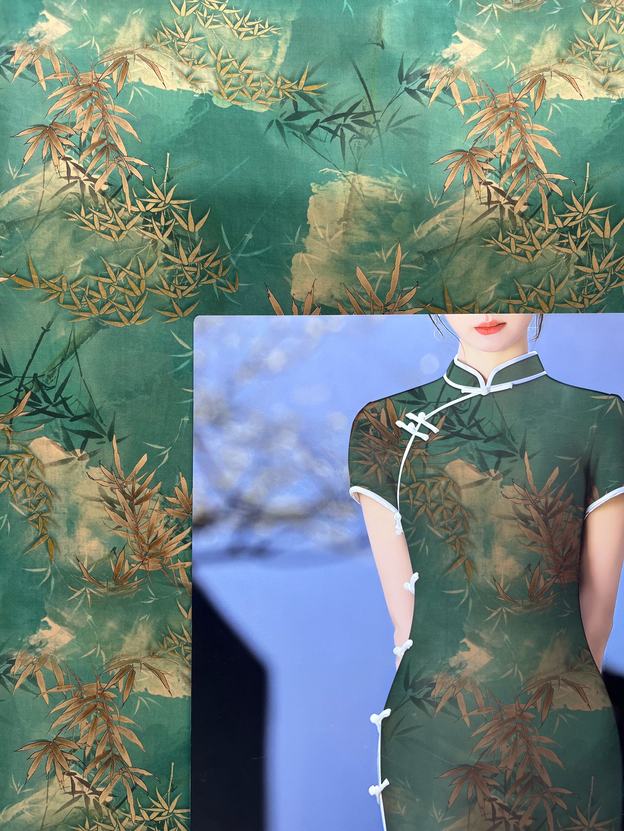 【锦韵贡缎】重磅棉绸贡缎—富贵竹