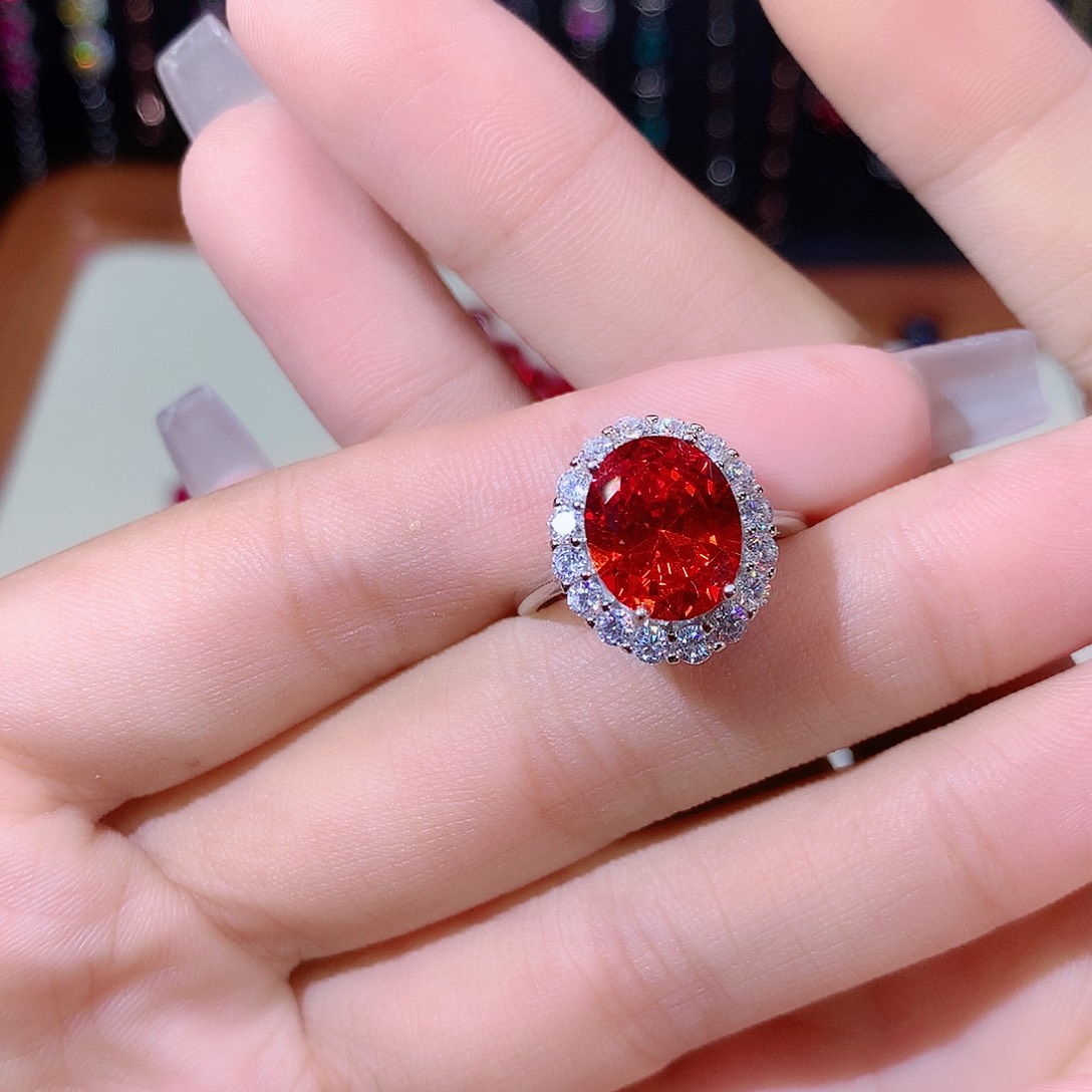 碧玺戒指银S925镶嵌白911