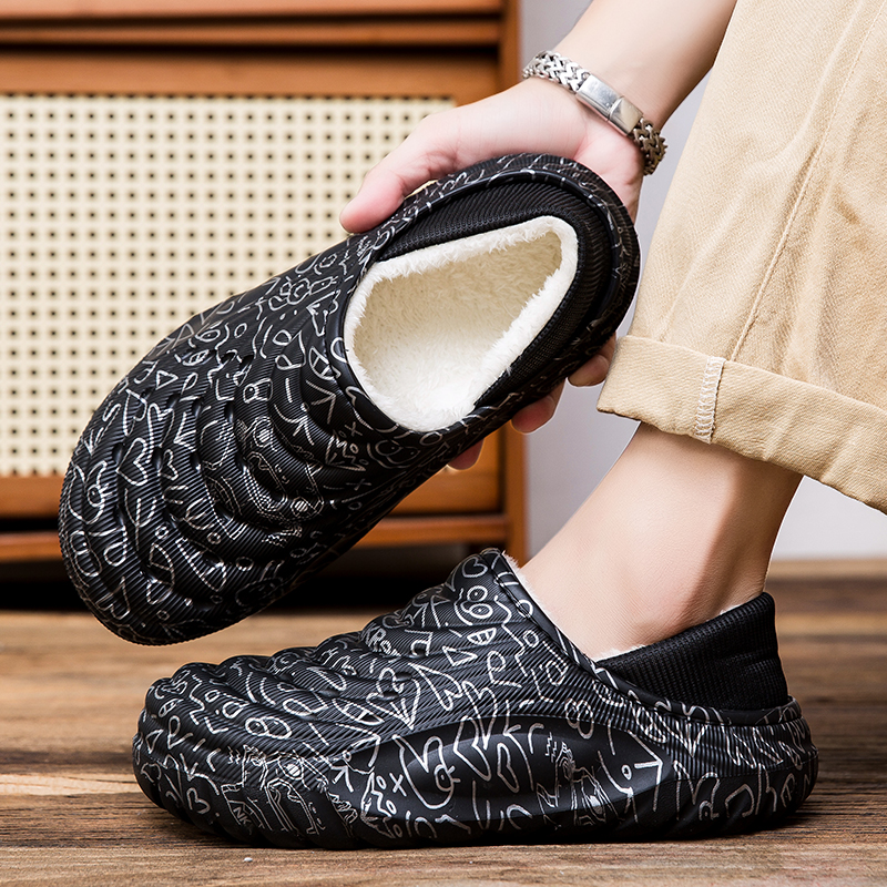 男士棉拖2025年秋冬新款加厚保暖踩屎感防滑居家棉拖鞋百搭包头拖