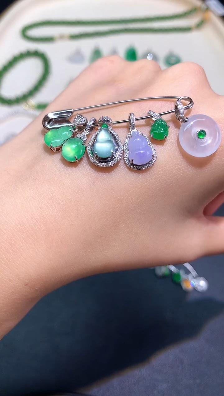 【彩虹盘】翡翠吊坠-多样性发一件-18K金镶嵌-LF01|CXQ21