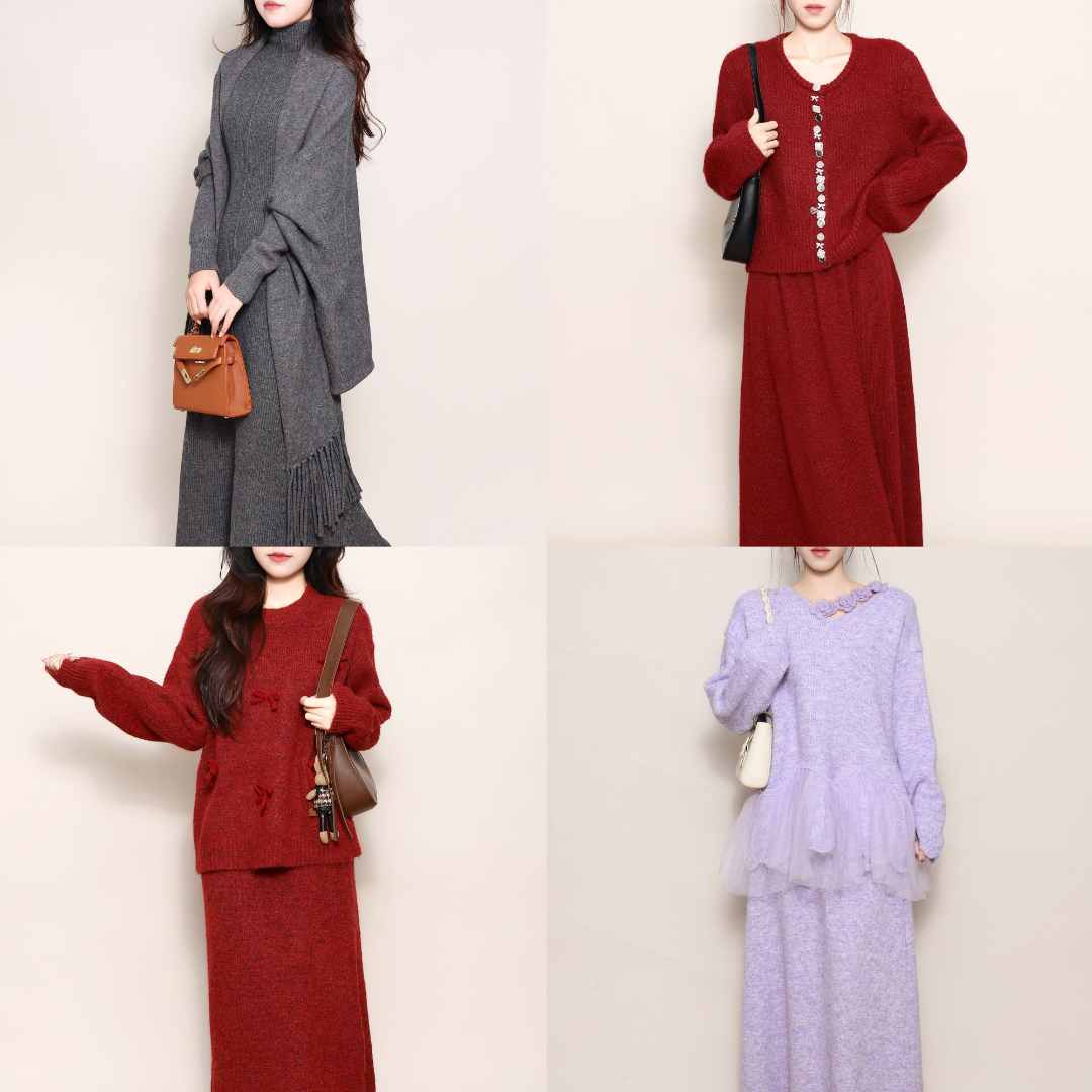 N751到N975/十三行秋冬气质氛围感连衣裙秋冬显瘦针织新款裙女