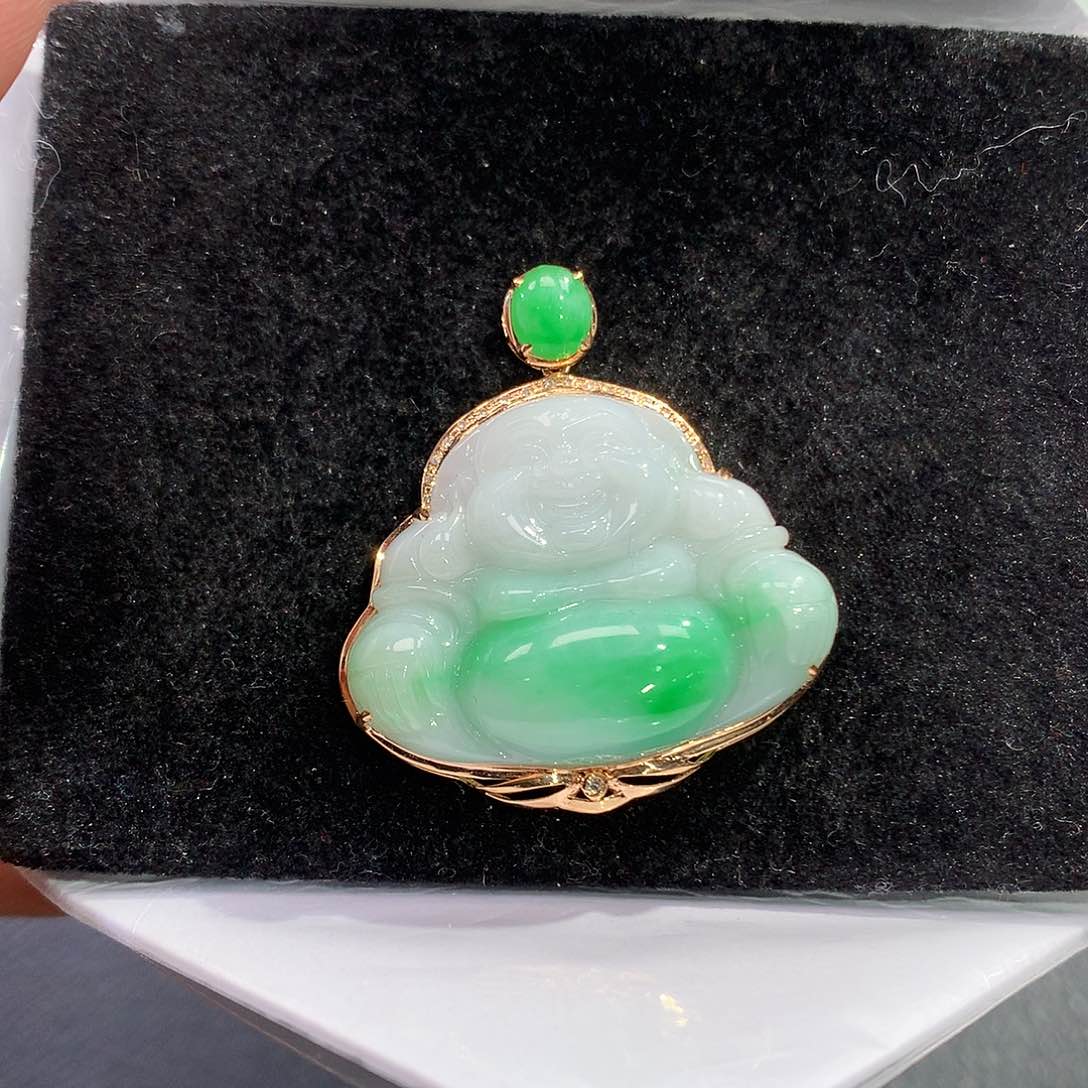 翡翠吊坠(赠链)18K金镶嵌