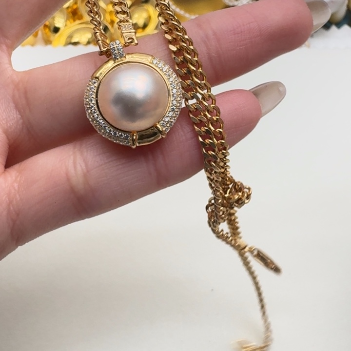 拼合珍珠（马贝珠）颈饰银S925镶嵌