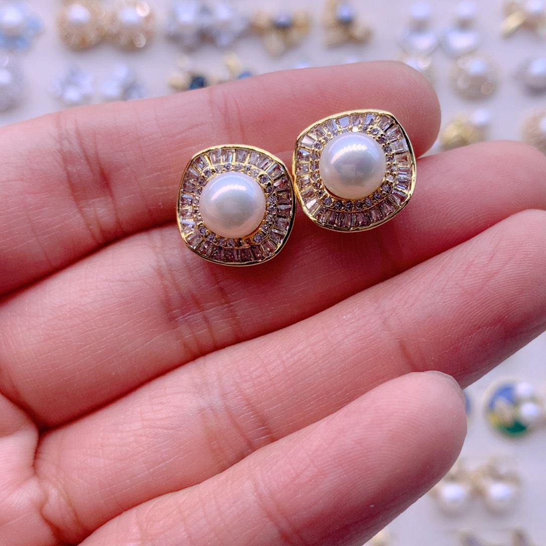 耳饰合金淡水珍珠
