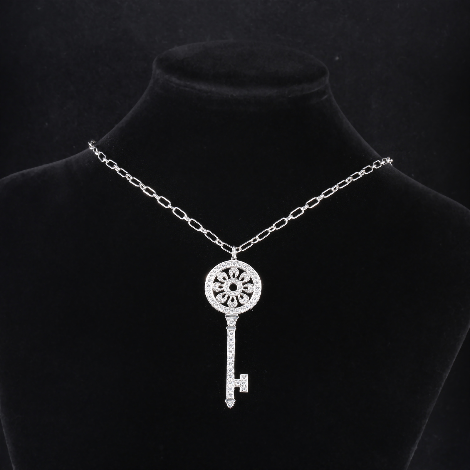 99新 Tiffany & Co./蒂芙尼 小花6枫 花瓣钥匙项链 大号5.7cm满钻