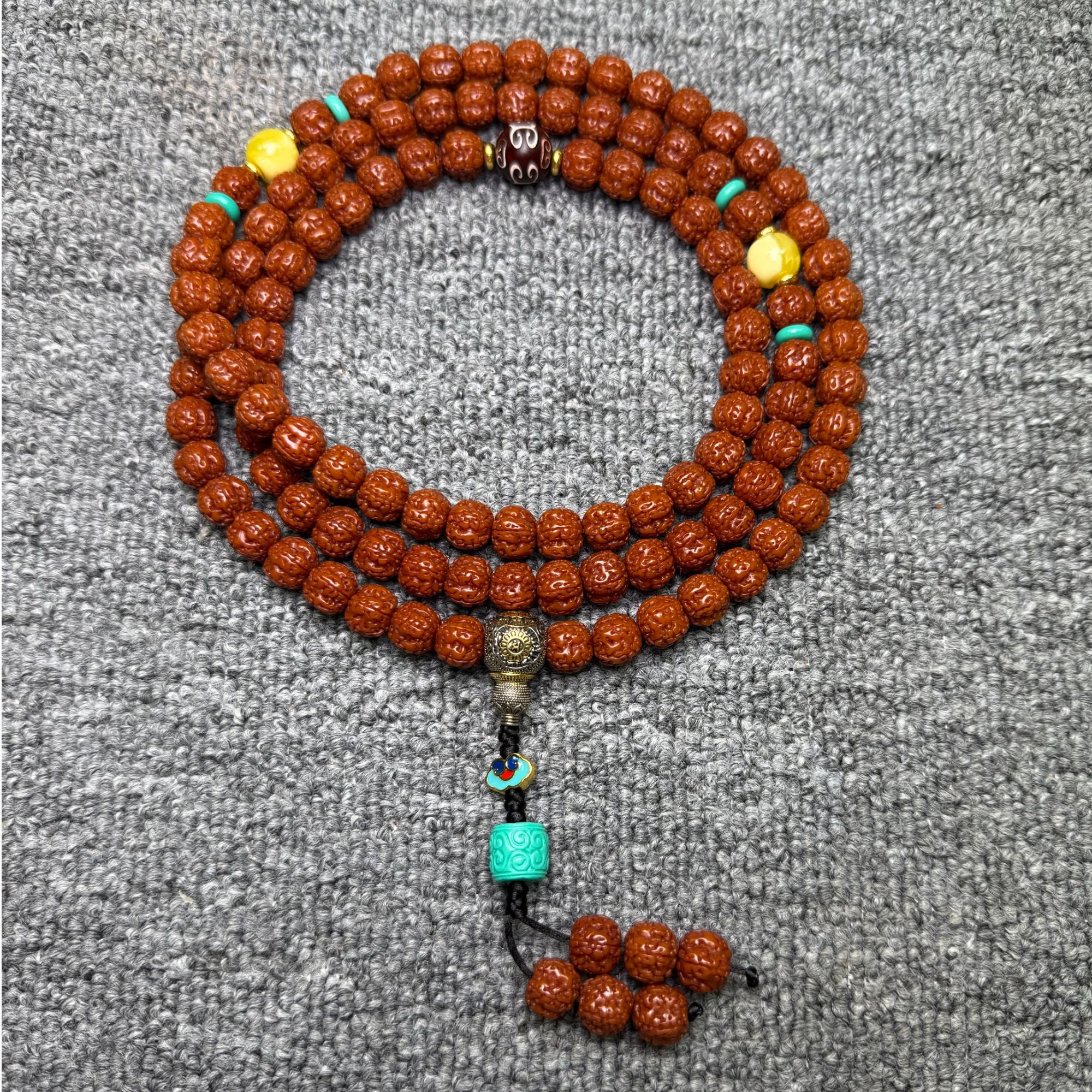 金刚菩提精品花王108颗 尺寸11 全品梅花桩 老树籽 牛津红 