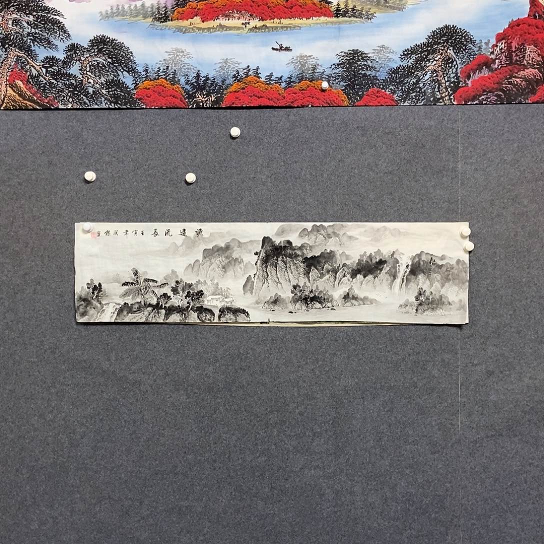 国画四尺对开水墨一副