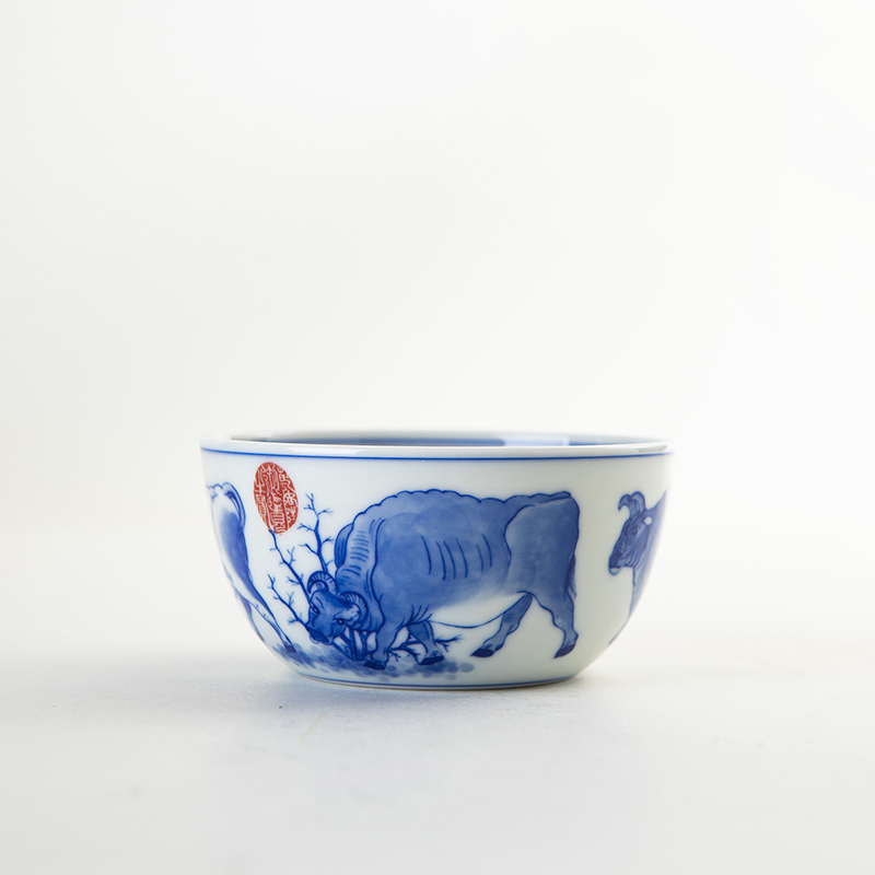 【詺兮清窑】柴窑·五牛图大缸杯