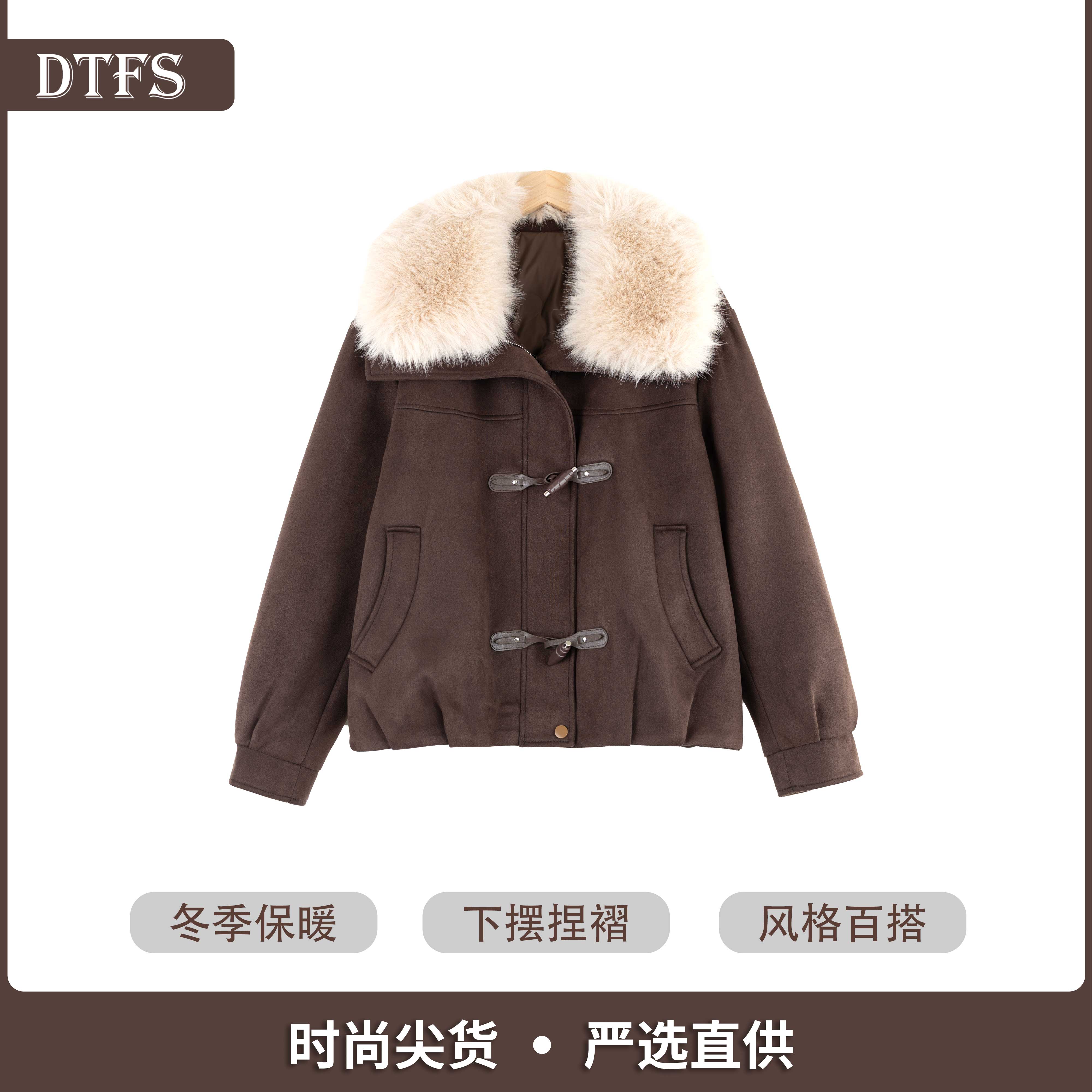 【大婷】厚款保暖锁暖修身型连帽短款棉服时尚冬季女装休闲25518