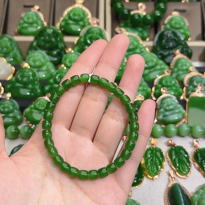 和田玉（碧玉）手串未镶嵌6m直切单圈