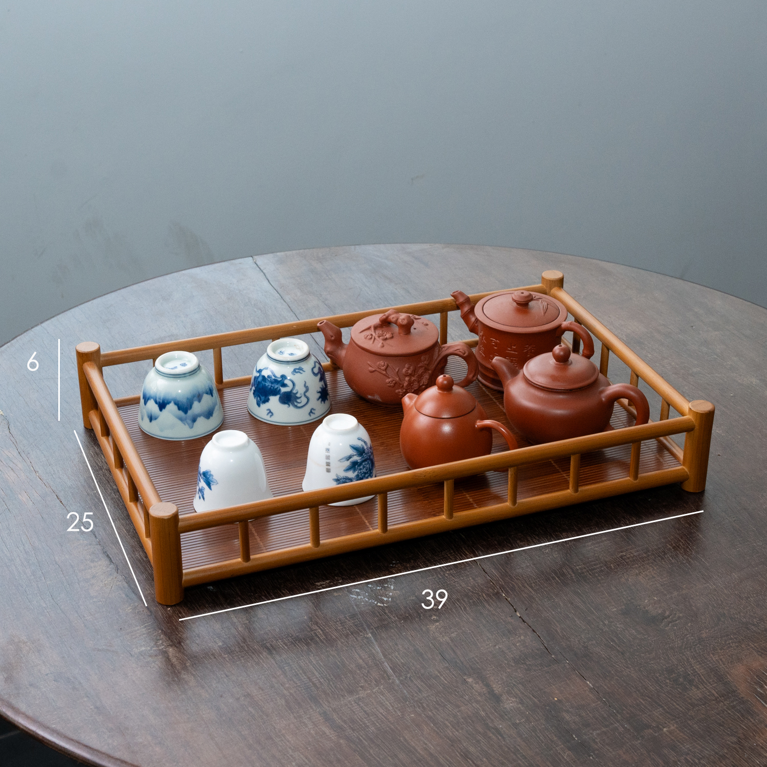 【乐风】竹编收纳盘茶具家用轻奢桌面托盘茶杯整理奉茶盘高端