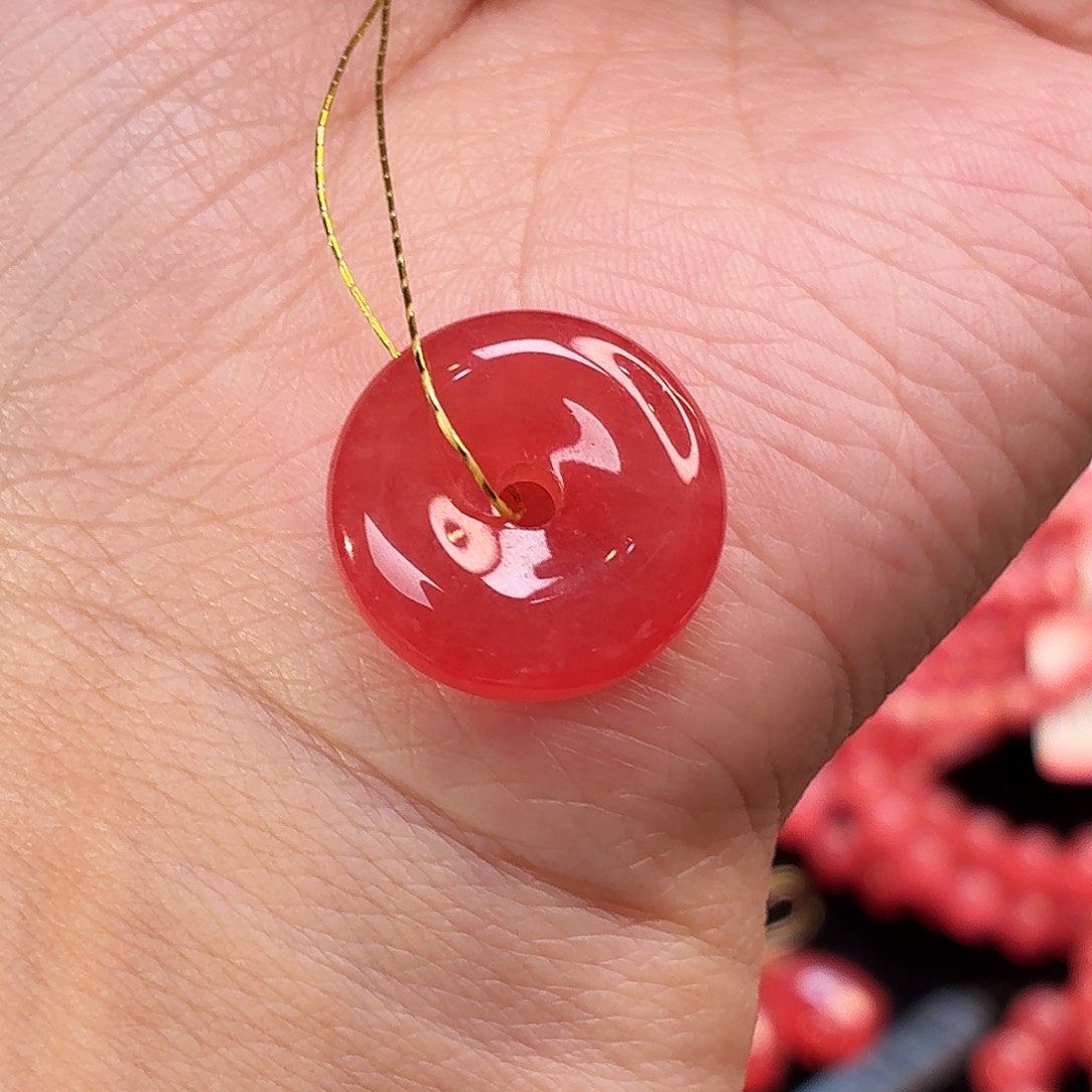 菱锰矿（红纹石）未镶嵌珠宝半成品4.744g平安扣