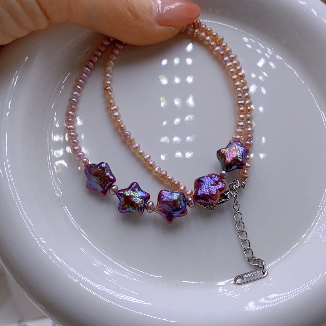 颈饰银S925镶嵌淡水珍珠隐*