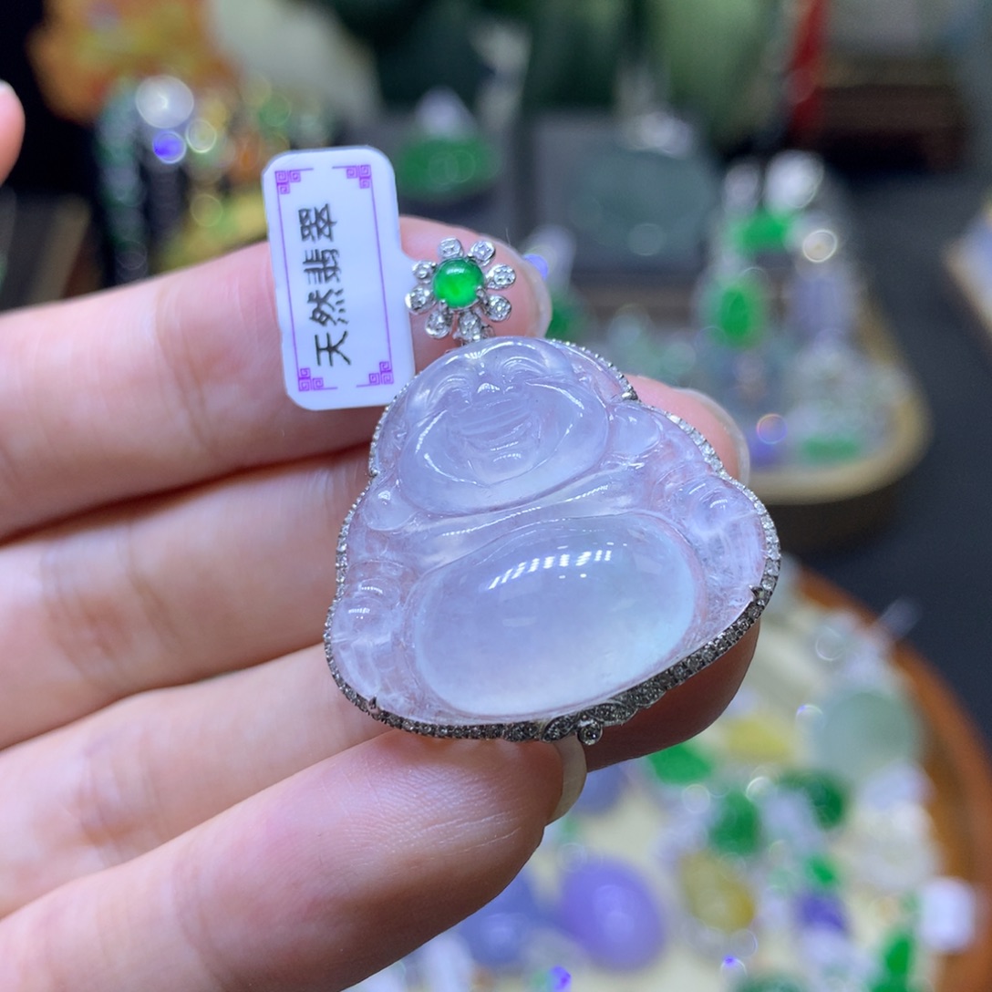 翡翠18K金镶嵌颈饰翡翠玉石吊坠项链