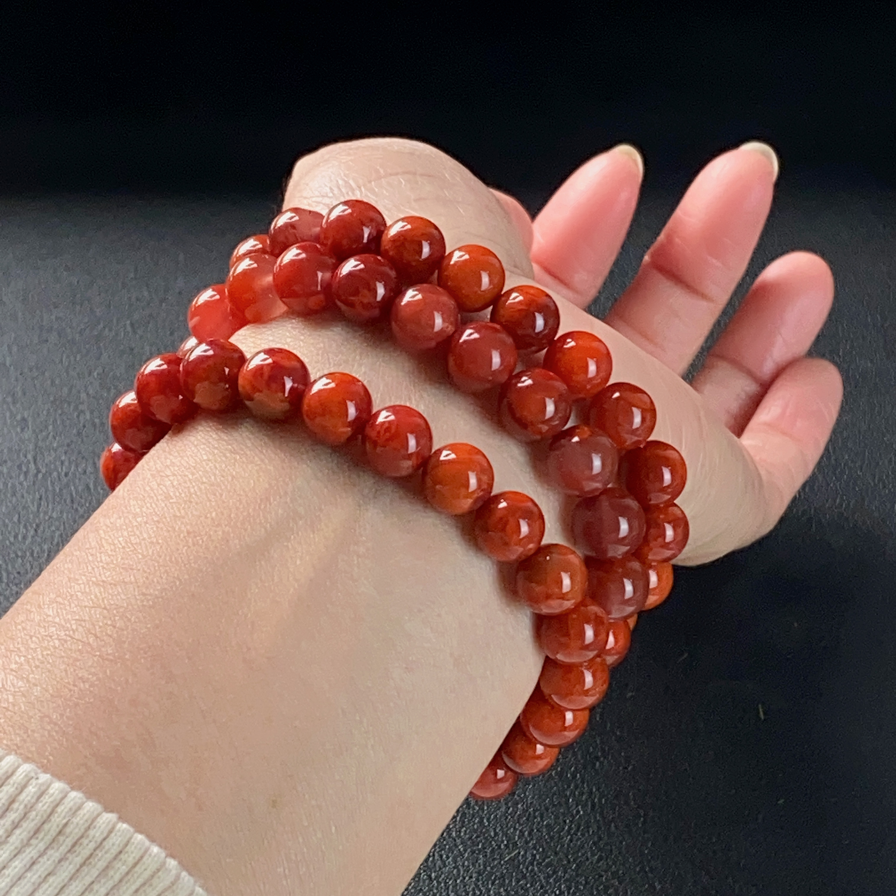 1006/原矿无注胶 南红时尚百搭手串8+/多样性发/一件