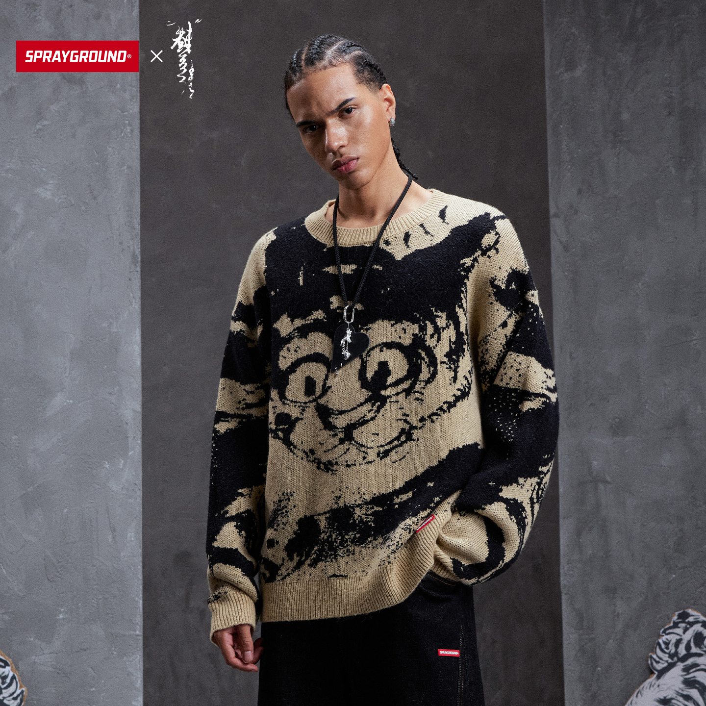 【虫师联名】SPRAYGROUND鲨鱼嘴针织毛衣宽松圆领潮流XB WE142802