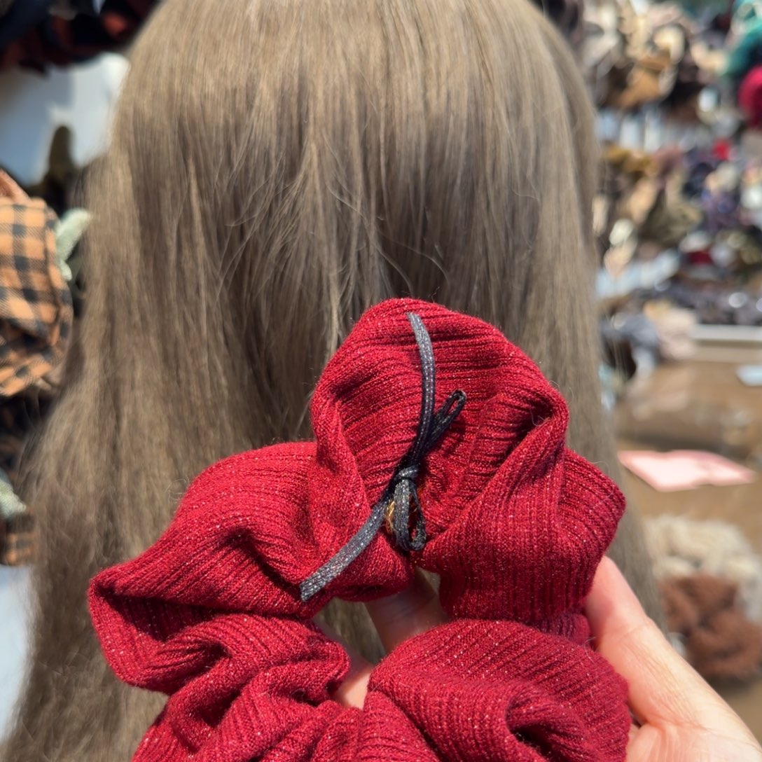 布艺非金属红色蝴蝶结发圈