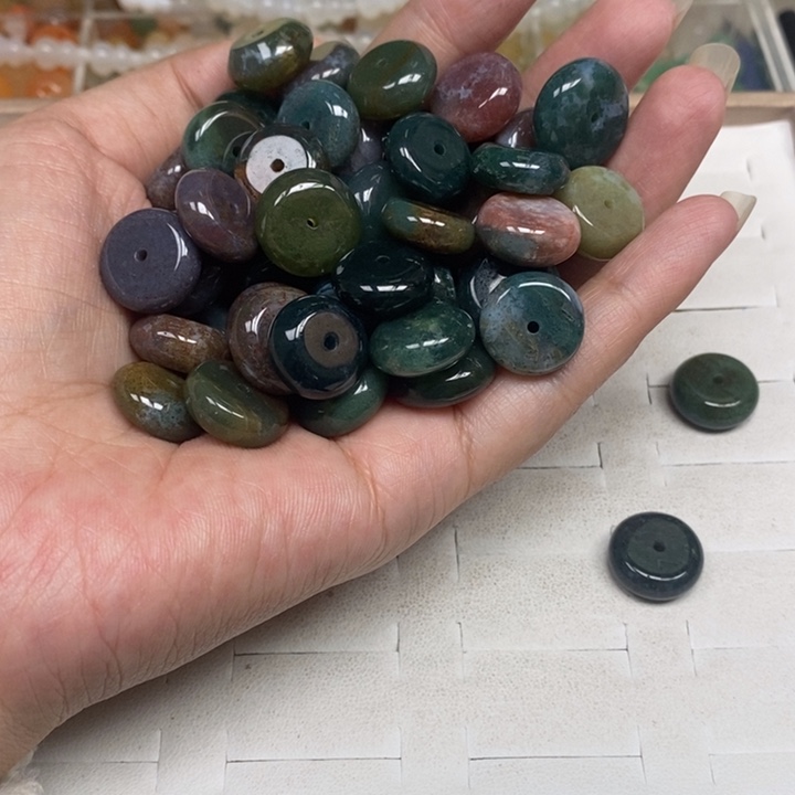 玛瑙/玉髓未镶嵌珠宝半成品100个水草玛瑙平安扣
