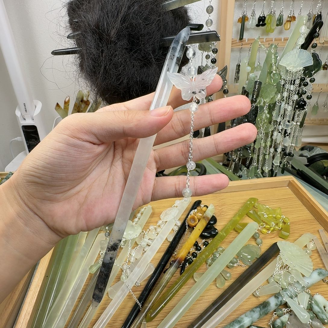 未镶嵌蛇纹石玉发饰