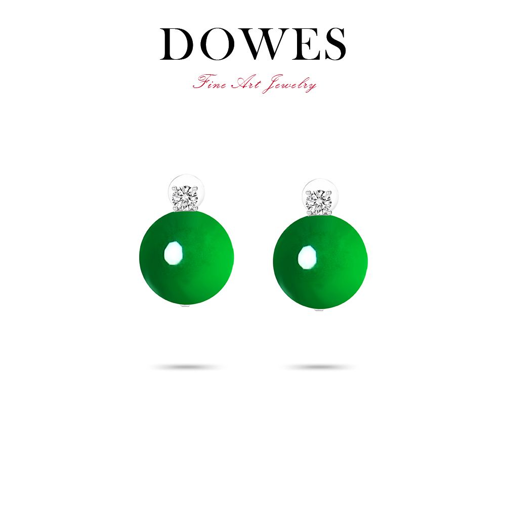 DOWES 925银合成锆石耳饰 12mm绿色时尚百搭气质精致耳珠耳钉